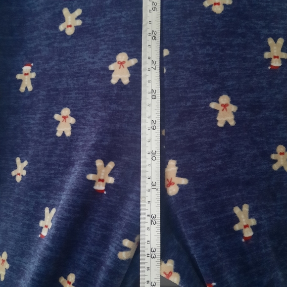 New Plush Navy Mr & Mrs Gingerbread Santa Sz XL OnePiece Pajamas Zip Up Hooded - Picture 12 of 15